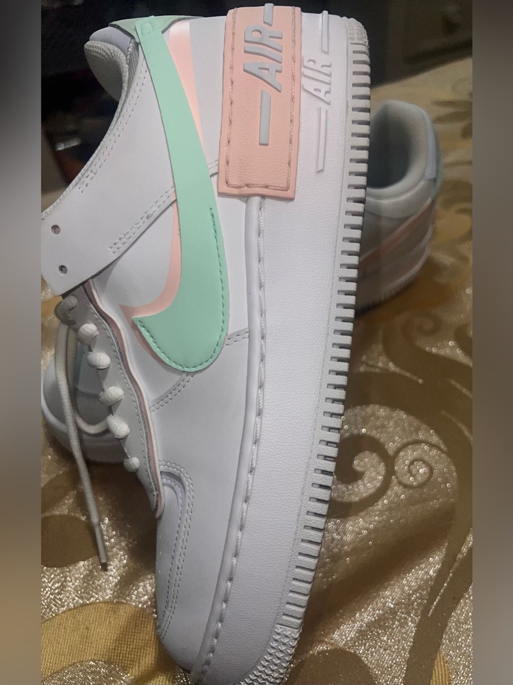 Nike Air Force 1 Shadow White Atmosphere Mint Pastel Pink CI00919-117 Size 11 - Picture 12 of 13
